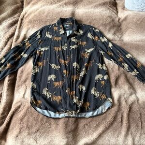 The Kooples Black and Brown Animal Print Shirt